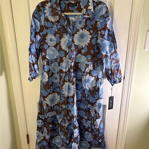 Rachel Zoe Blue Floral 3/4 Sleeve Dress